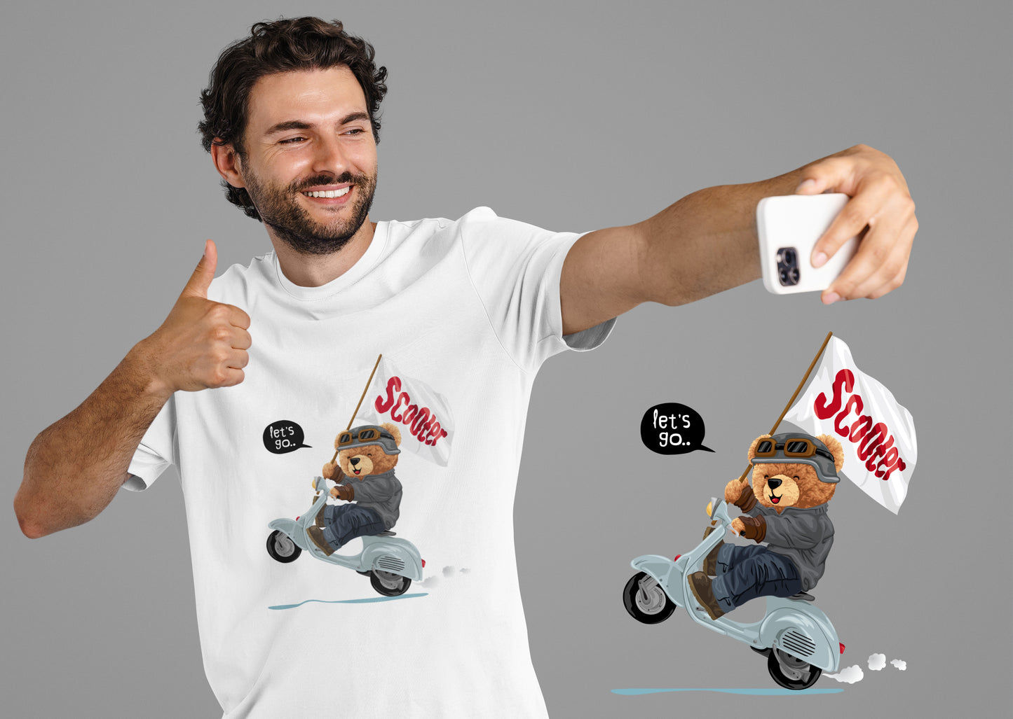 Let's Go, Scooter - Uniseks Beren T-Shirt 🐻🐻🐻