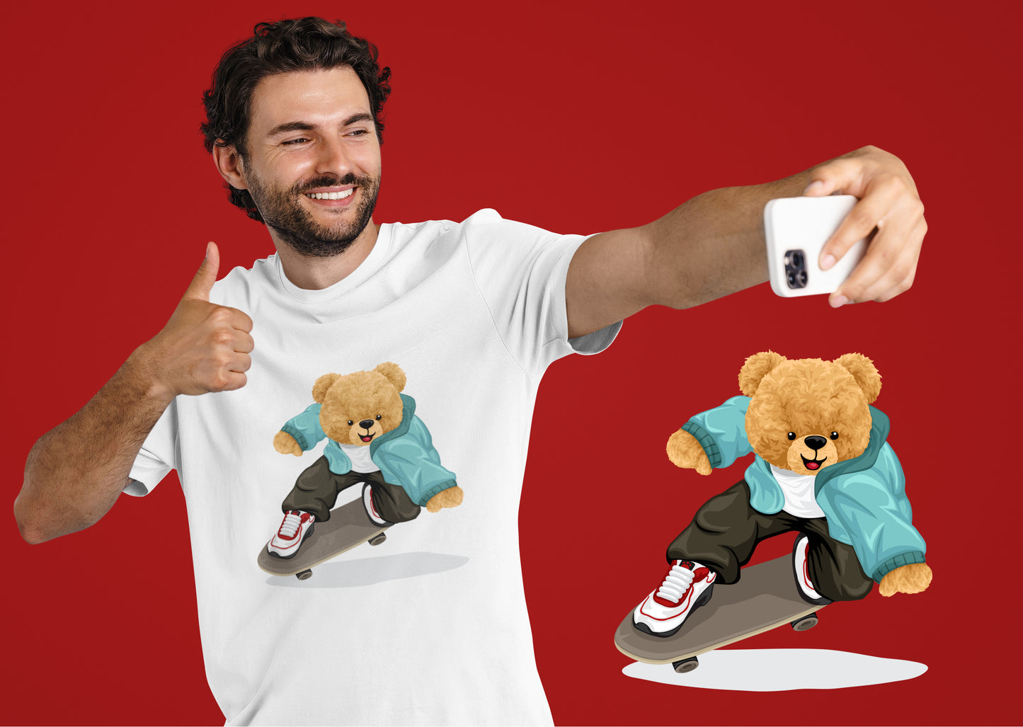 Skater - Uniseks Beren T-Shirt 🐻🐻🐻